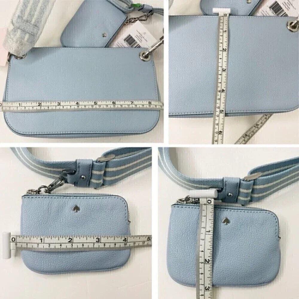 New! Kate Spade Rosie Small Flap Pebbled Leather Ocean Fog Crossbody Bag